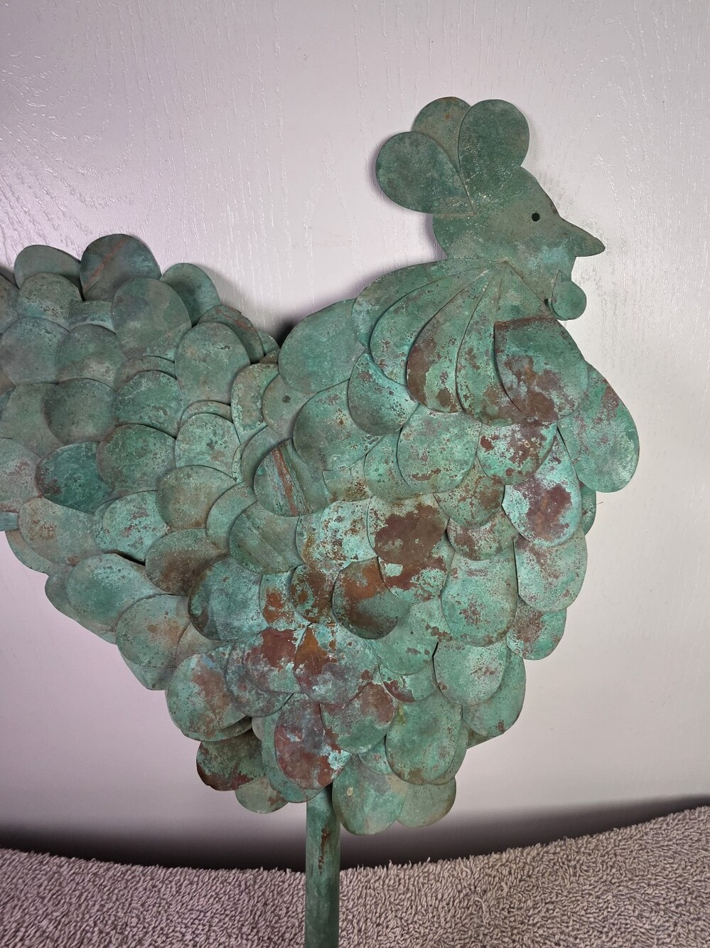 Decorative Green Patina Metal Rooster Yard Or Wall Art - Picture 3 of 13